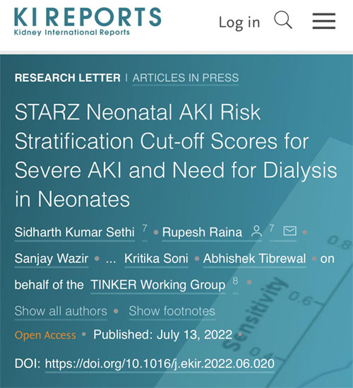 STARZ Neonatal AKI Risk Stratification Score
