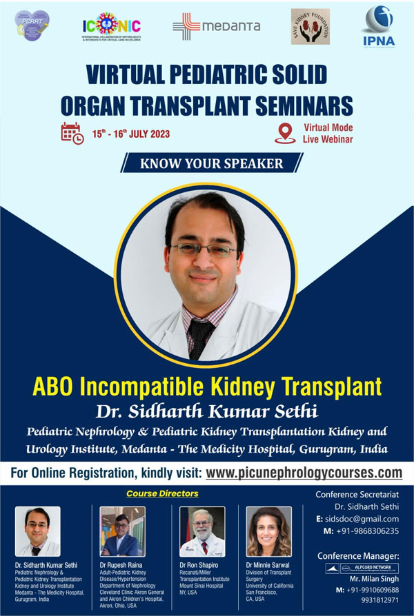 Virtual Pediatric Solid Organ Transplant Seminar’ on 15-16 July 2023