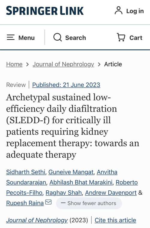 Archetypal sustained low-efficiency daily diafiltration (SLEDD-f) for critically ill patients requiring kidney replacement therapy: towards an adequate therapy