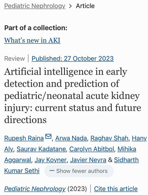 Artificial intelligence in early detection and prediction of pediatric/neonatal acute kidney injury: current status and future directions