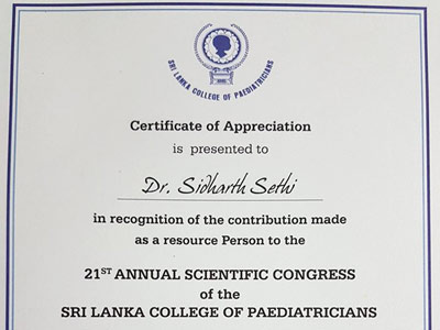 21st Annual Congress of Sri Lanka College of Pediatrics, 2018