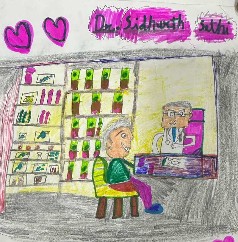 Artwork of our last month’s kidney transplant child. Though I look slightly 😉 different but love his talent !