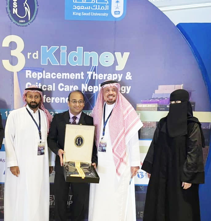 Humbled by the award of ‘Bisht’ (A cloak which is offered by Saudi people as a mark of respect) by my Pediatric Nephrology colleagues of Saudi Arabia at ’Critical Care Nephrology Meet-Riyadh’.