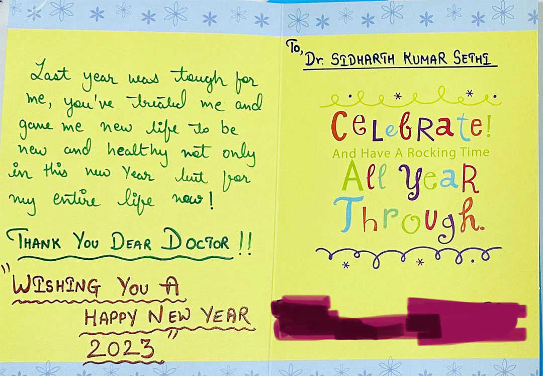 A New Years wish from a child who recently underwent kidney transplant in our unit at Medanta Medicity God bless him!